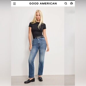 Good American Good Icon Straight Ankle Jeans